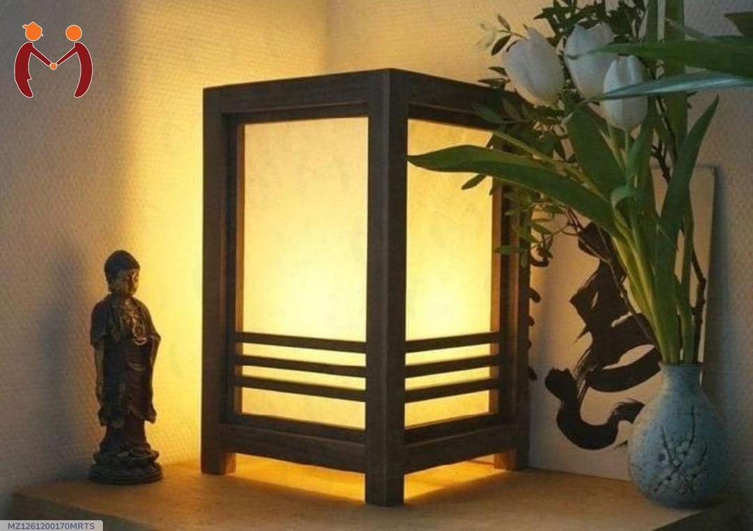 Rechargeable Wooden Table Lamp Black Golden Glow