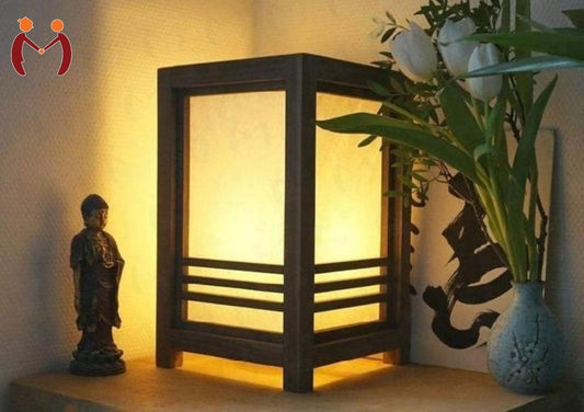 Rechargeable Wooden Table Lamp Black Golden Glow