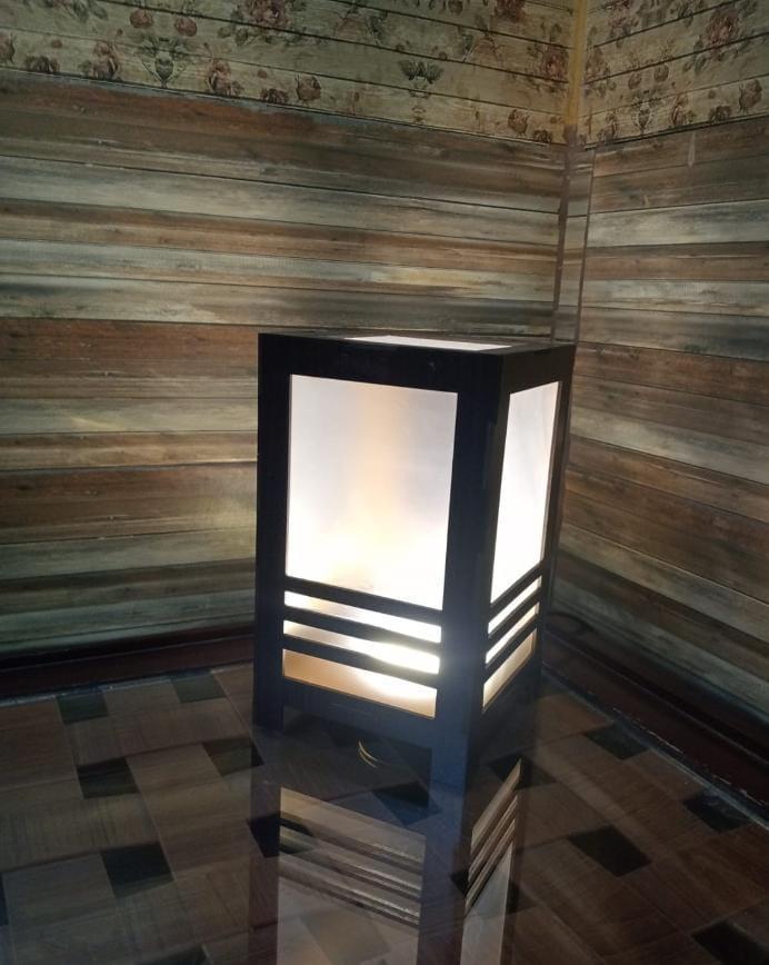 Rechargeable Wooden Table Lamp Black Golden Glow