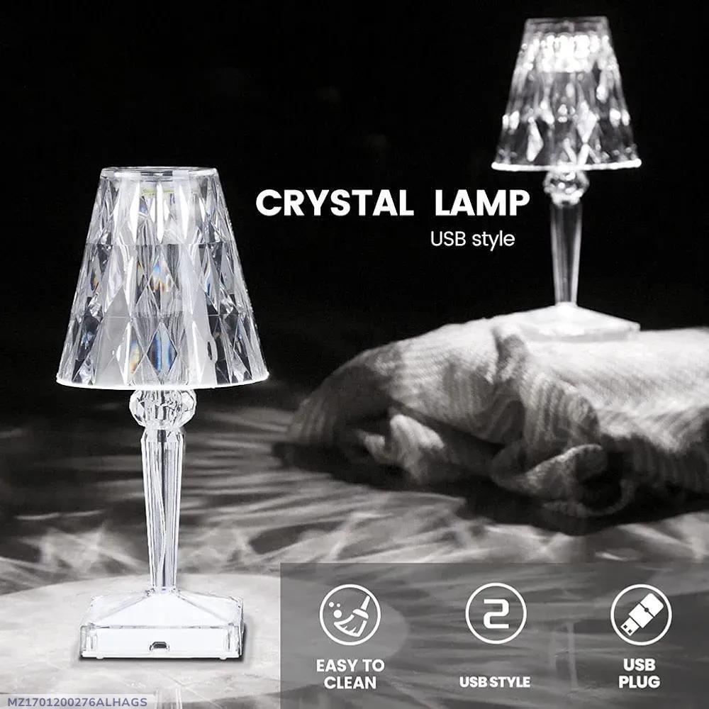Rechargeable Crystal Table Lamp with Multicolor Lighting