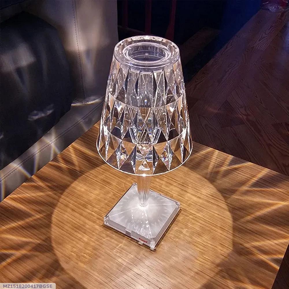 Rechargeable Crystal Table Lamp with Multicolor Lighting