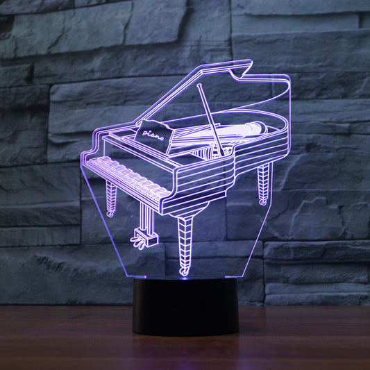 3D Piano LED Lamp Seven Colors Acrylic Modern Decor