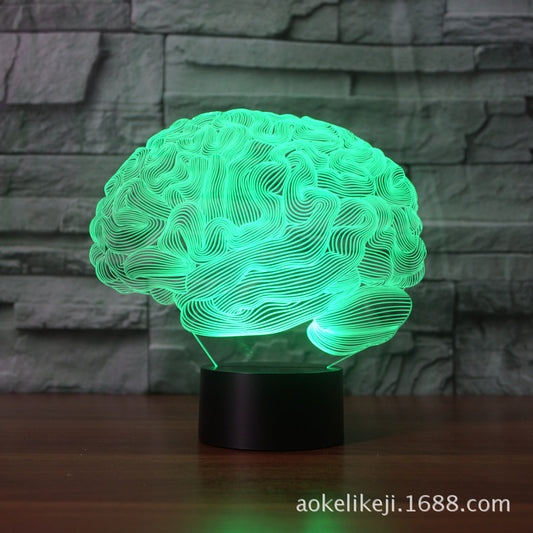 3D Acrylic Brain Light Lamp Blue Gradient Remote Control